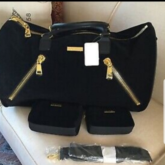 Joy and Iman Luxe Velvet and Leather duffle w/RFID - Picture 8 of 8